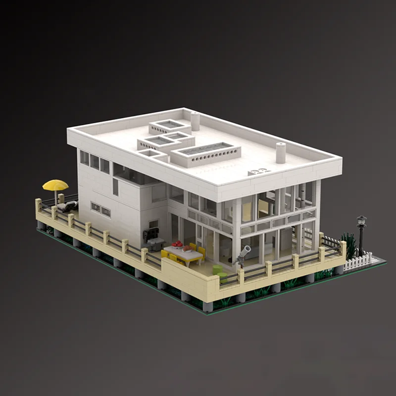 3314 Uds. MOC Richardes Meier's Fire Island House arquitectura blanca minimalista DIY modelo de bloques de construcción juguetes de cumpleaños regalo