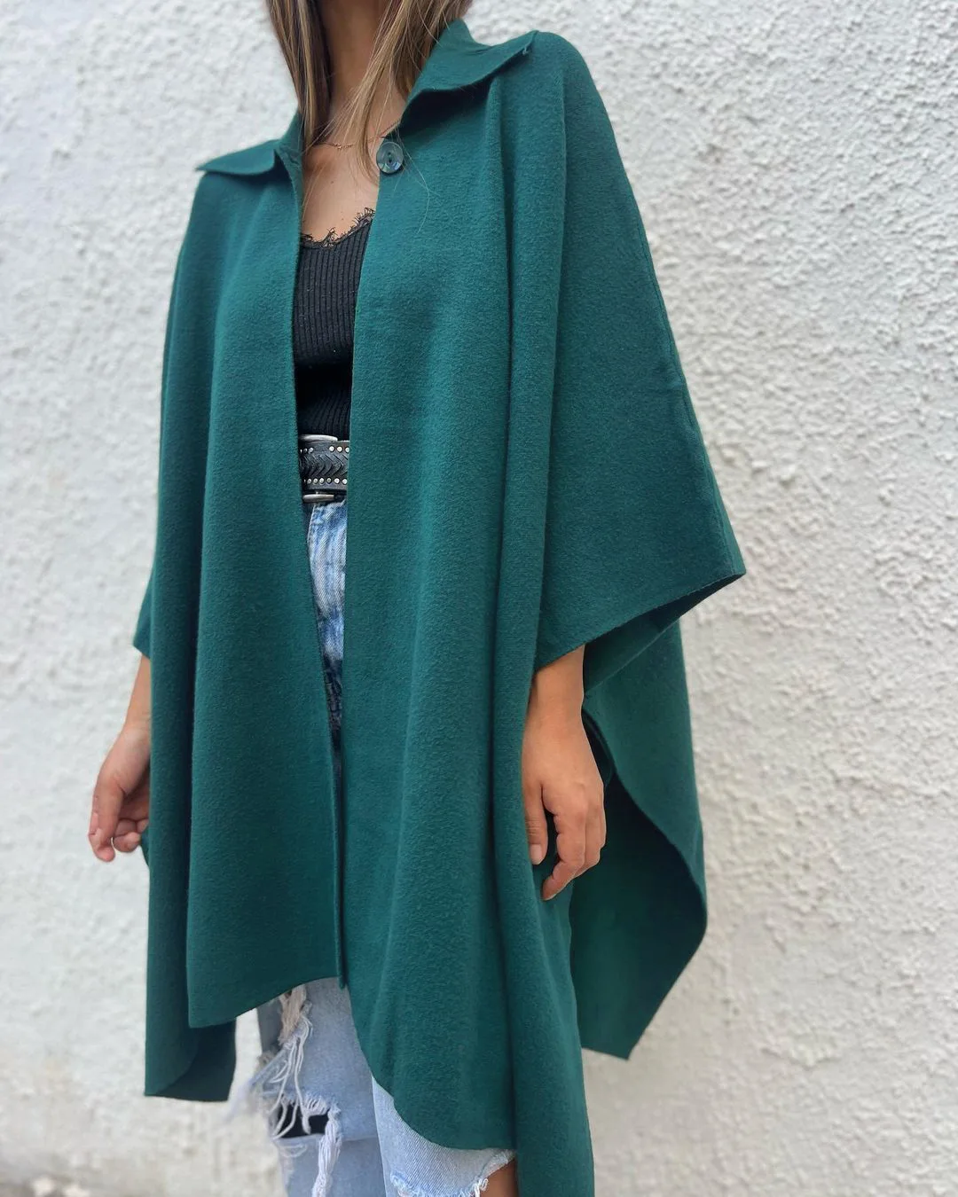 معطف نسائي محبوك بياقة فضفاضة ومفتوحة من الأمام مع ألوان متعددة للخريف والشتاء