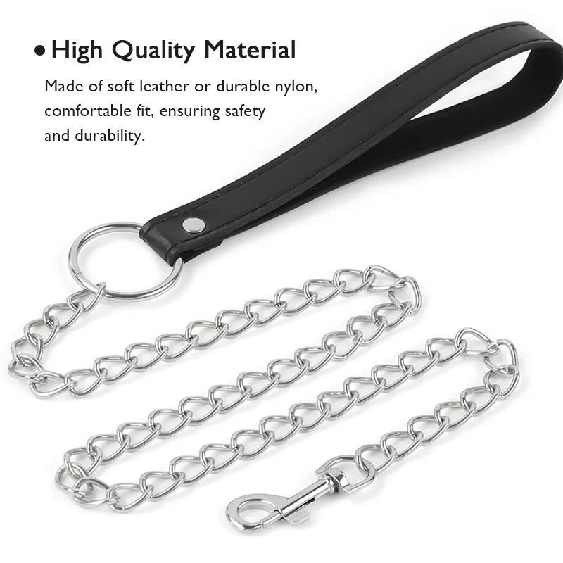 ألعاب الجنس المثيرة الرقيق عبودية طوق جلدية فاخرة ضبط النفس سلسلة معدنية المقود BDSM للنساء الأزواج ألعاب الكبار C09 #2