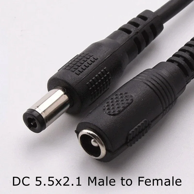 

DC Power Cable 5.5mm x 2.1mm DC Cable 1M 24AWG 2A Extension Cord Male Female DC Cable For CCTV Camera LED Lights