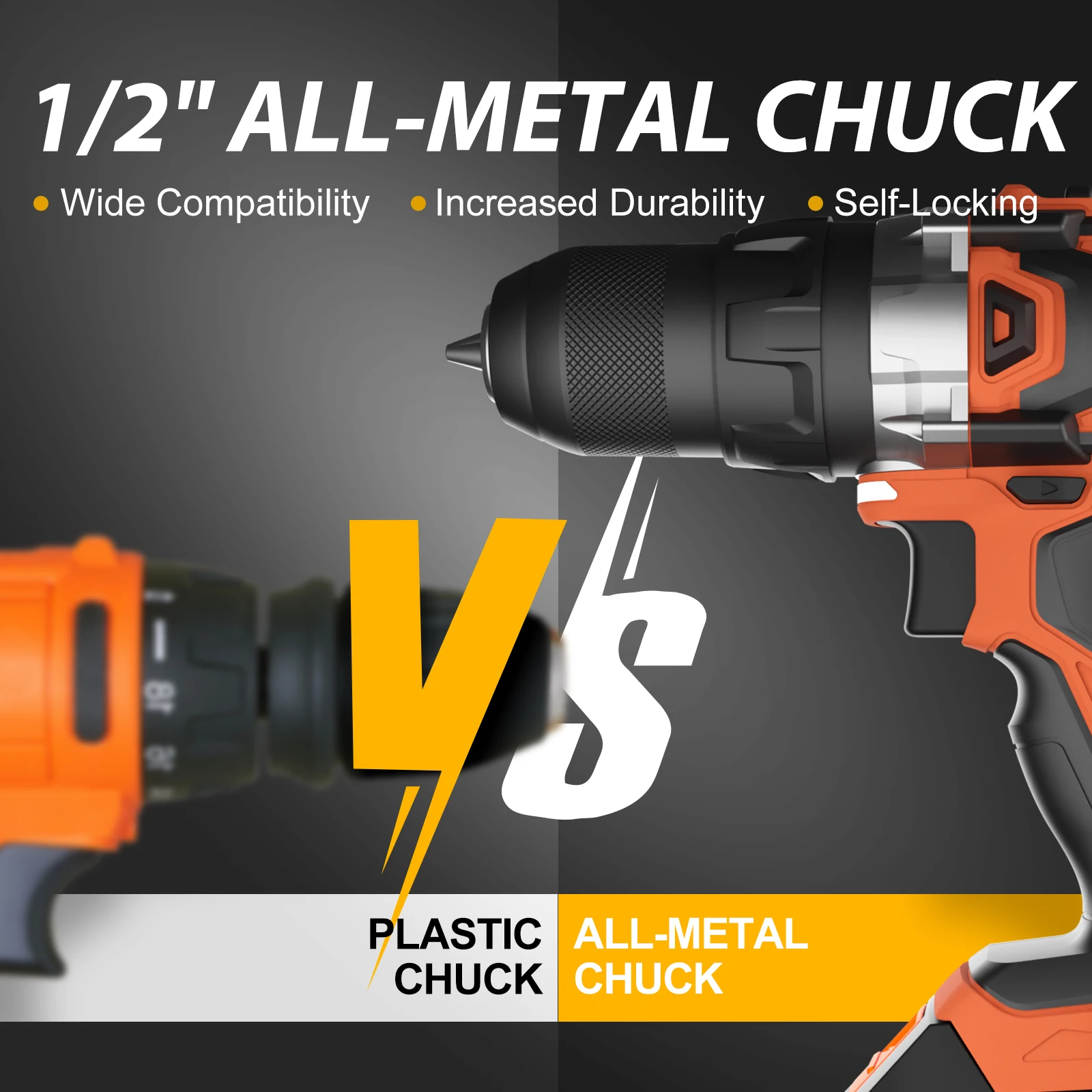 PA4501HB-W-2D-1 Customized Brushless Cordless Drill 20v Battery Hammer Screw Driving 13mm Power Drills 60nm