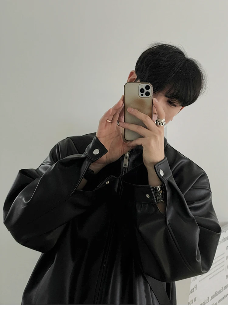 Mauroicardi Spring Autumn Cool Luxury Short Black Soft Light Pu Leather Jacket Men Zipper Casual Mens Jackets and Coats Fashion 21 S678a4cfa32de4b468be8a6cf8aa273913
