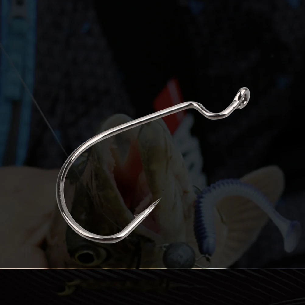 

50 Pcs Fish Hook Swivel Carp Hooks Fishing Tackle Crank Offset Narrow Belly