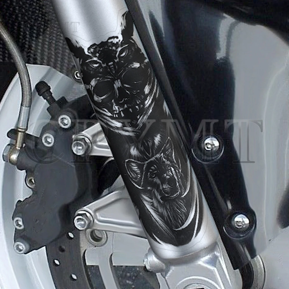 2pc Motorcycle Front Fork Skull Decals Decorate Sticker Fit for Harley Sportster Glide CBR YZF Z1000 GSXR Universal