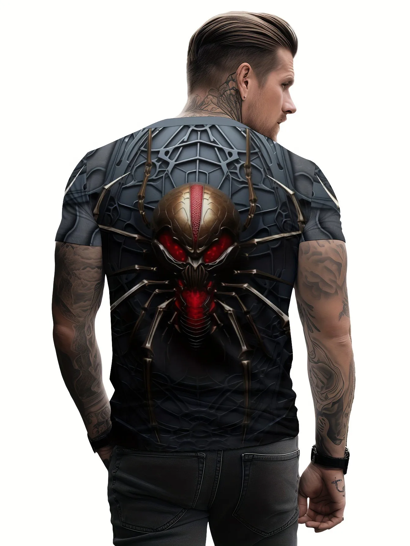 2024 Summer 3d Print Spider Pattern Men\'s Clothing Street Fashion Trends T-Shirts For Men Oversized T-Shirt Short Sleeve Tee Top