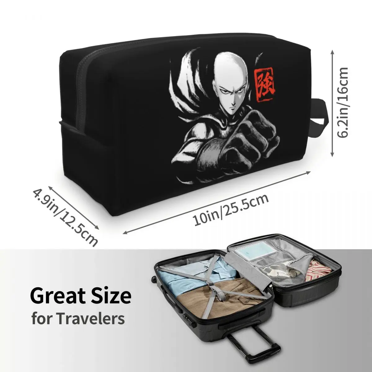 One Punch Man Anime Higiene Pessoal Bag, Strongest Superhero, Saitama Sensei, Maquiagem Cosméticos Organizador, Lady Beauty Armazenamento, Dopp Kit