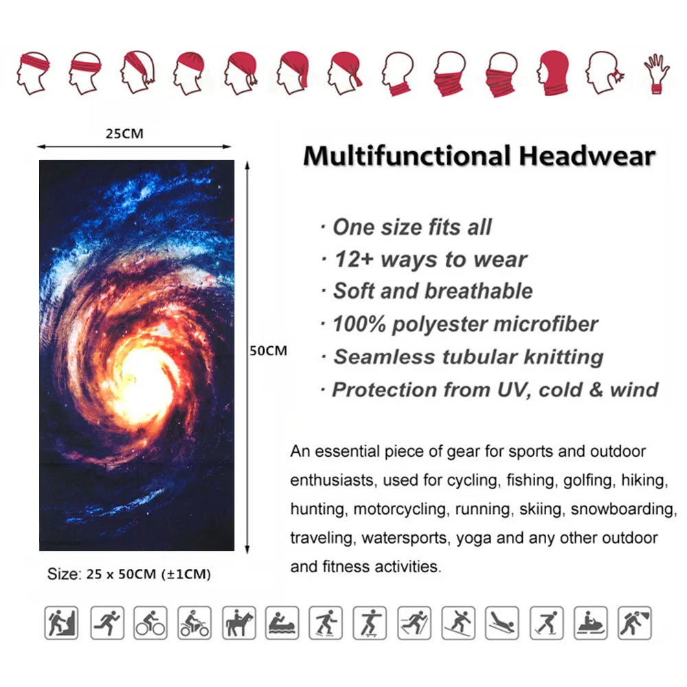 Colorful Landscape Starry Pattern Hair Bandana Galaxy Sky Printed Women Camping Travel Neck Scarf Men Running Headband Gaiter