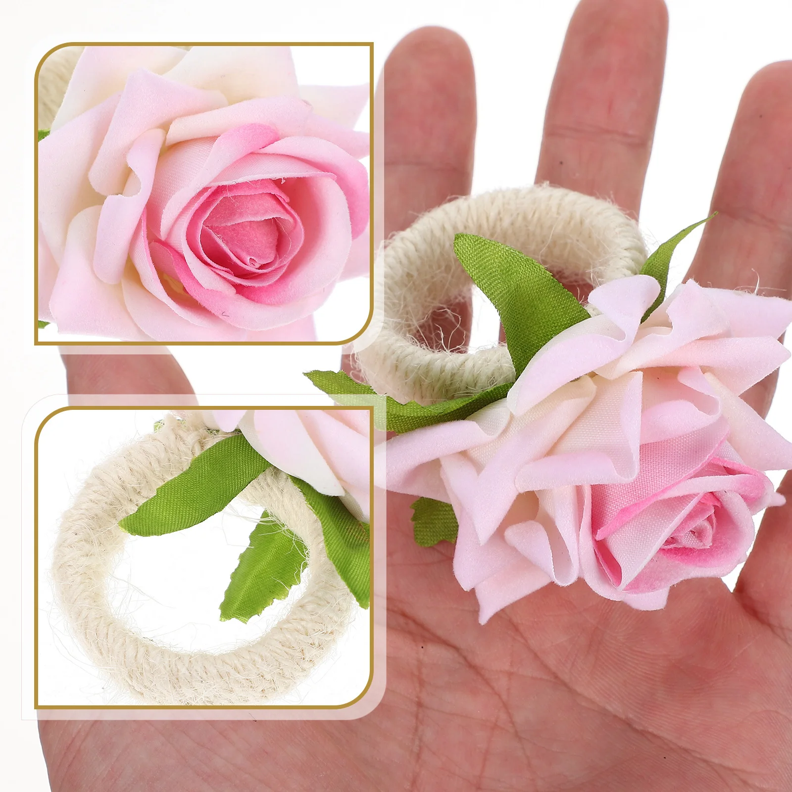 

12Pcs Artificial Peach Blossom Napkin Rings Stylish Elegant Table Setting for Weddings Parties and Special Occasions