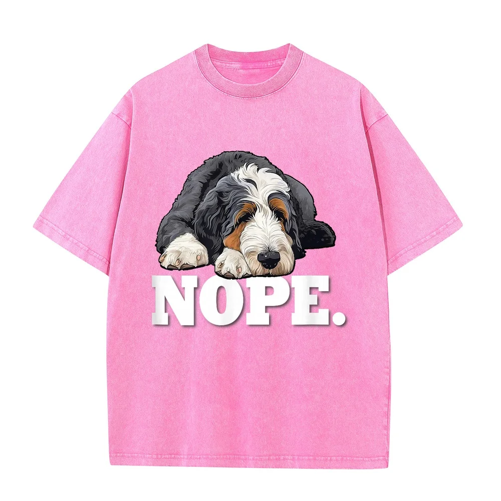 Mens & Cute Pet Sleep Nap NOPE Bernedoodle Dog Lover T-Shirt Men Haikyuu Camisas De Hombre Funny Casual Tee Dad Owner Cotton T
