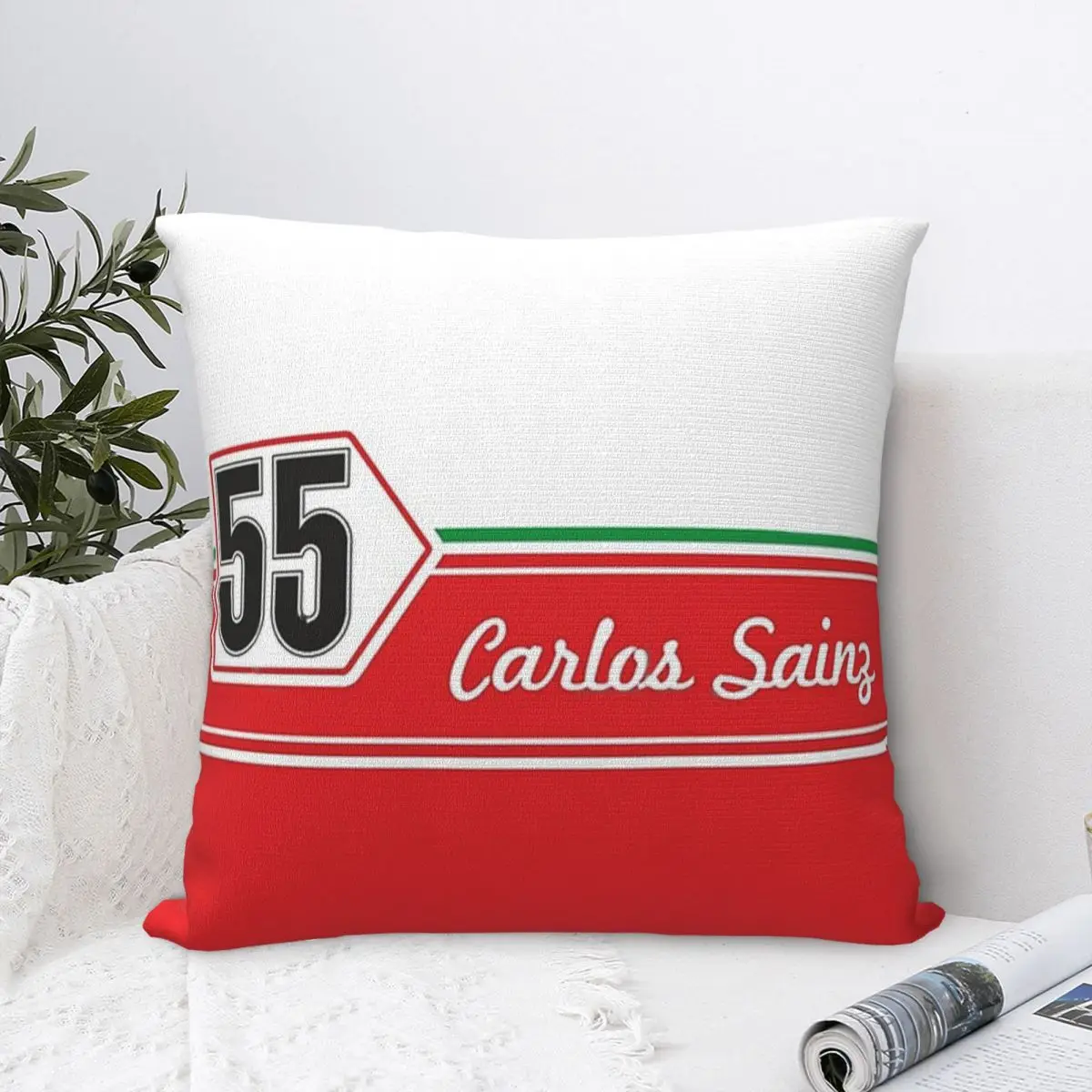 

Carlos Sainz Retro Square Pillowcase Polyester Pillow Cover Velvet Cushion Zip Decorative Comfort Throw Pillow For Home Car