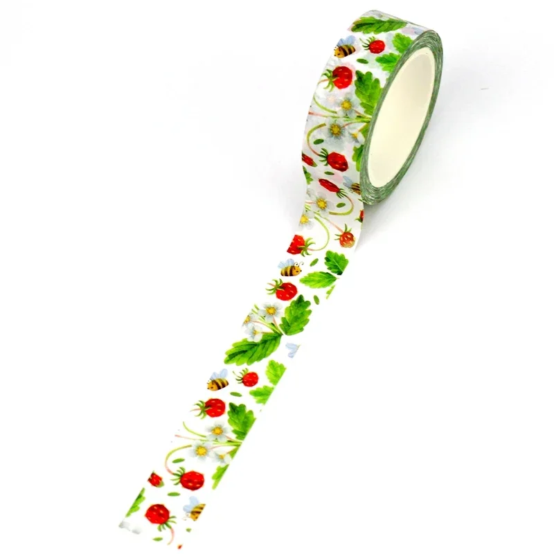 Bulk 10PC/Lot Decor Bee Strawberries with Leaves Washi Tapes for Scrapbooking Journaling Masking Tape Kawaii Papeleria