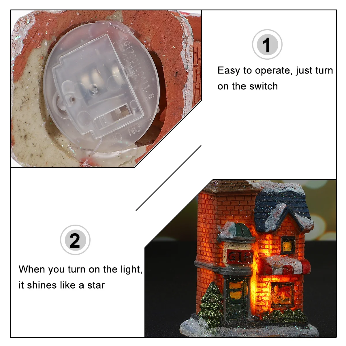 

Christmas Luminous House Resin LED Light Xmas Party Home Office Desk Decoration Christmas Luminous House Resin