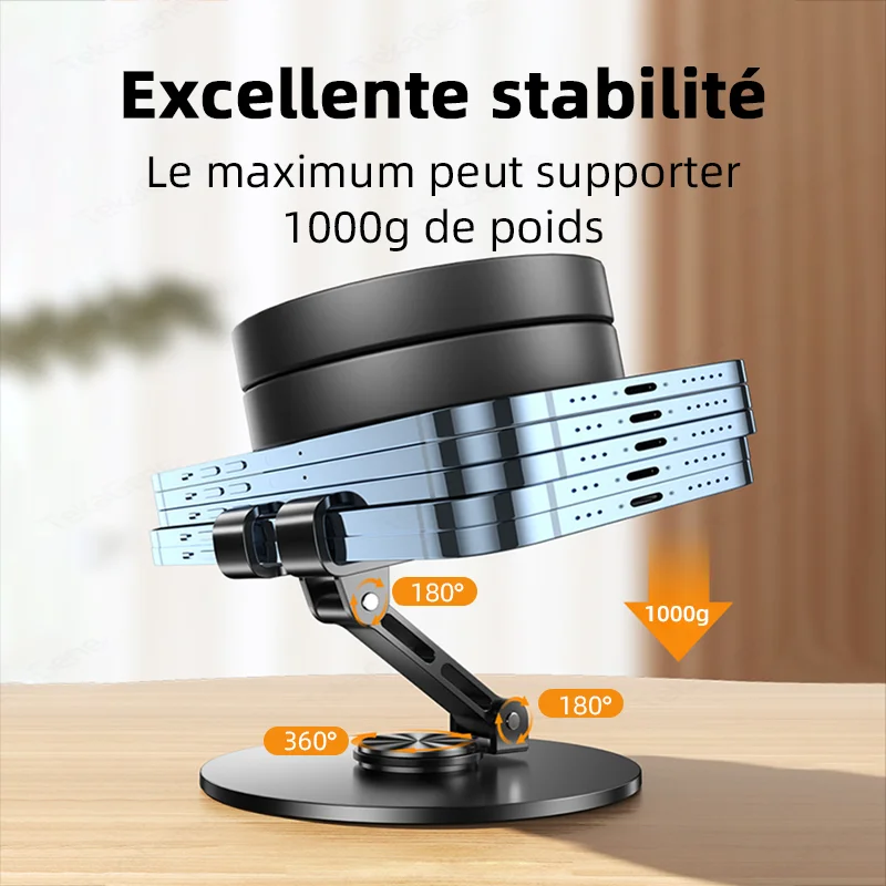 Portable Desktop suporte de telefone móvel, rotação 360 °, tablet, computador, preguiçoso pode dobrado, ajuste para iphone 15, huawei, ipad