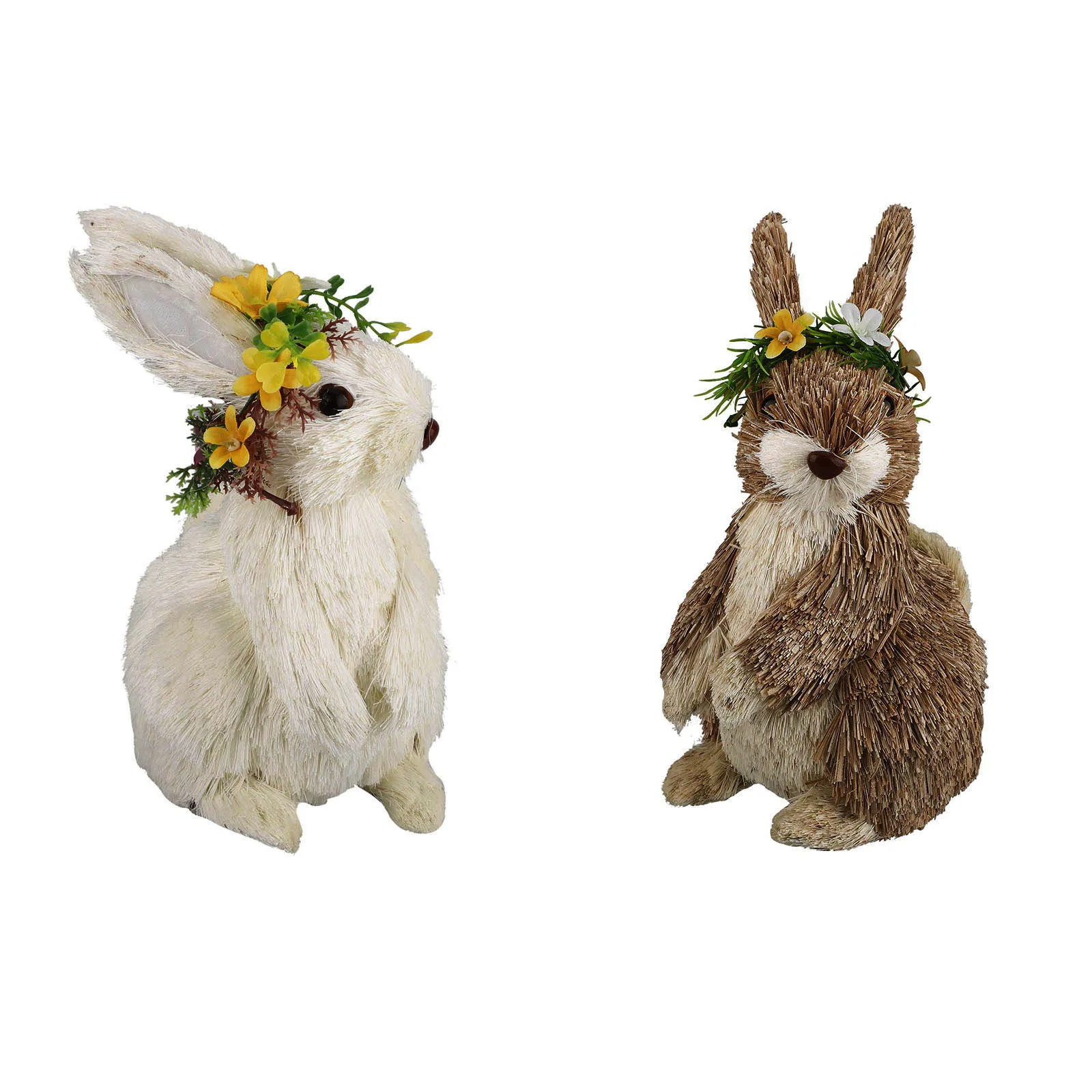 Creative Children Easter Bunny Decoration Cute Straw Rabbit Home Decorative Ornaments Gift For Mother Kids Friends