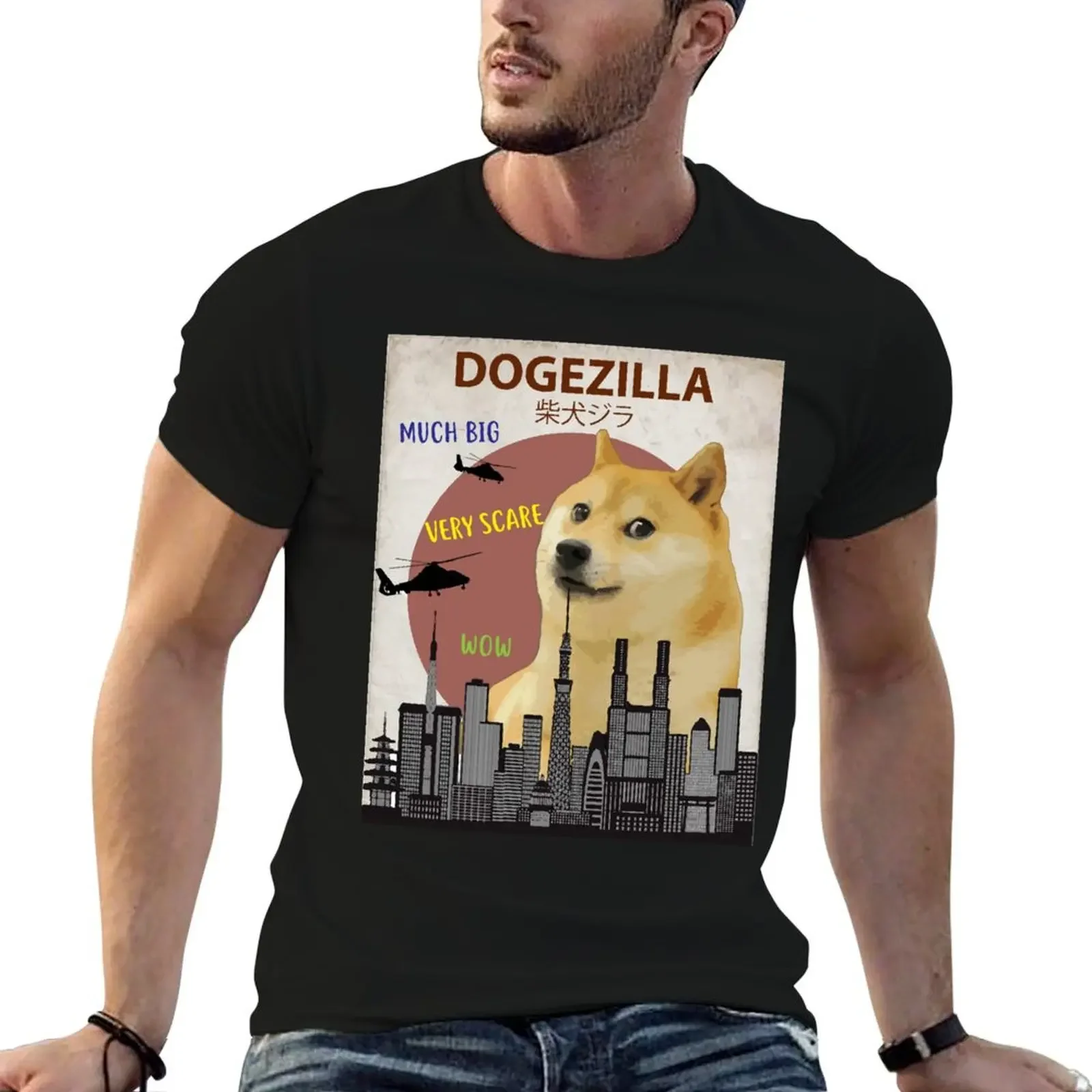 

Dogezilla Funny Doge Meme Giant Shiba Inu T-Shirt blacks korean fashion vintage t shirt men