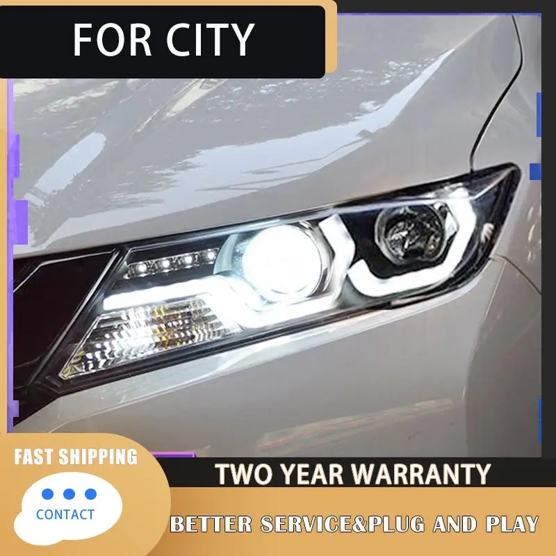 Head Lamp For Car honda City 2014-2019 city Headlights Fog Lights Day Running Light DRL H7 LED Bi Xenon Bulb Car Accessory