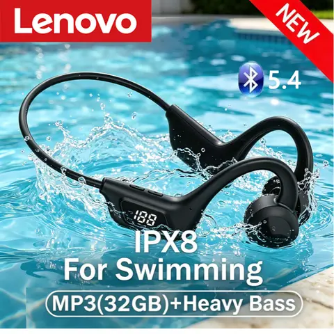 Lenovo Kablosuz Kemik İletimli Kulaklık Bluetooth Kulaklık Spor Yüzme Bluetooth Uyumlu Kulaklık Mikrofonlu Eller Serbest