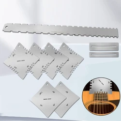 Stainless Steel String Height Gauge Guitar Notched Radius Gauge Guitar Neck Notched Straight Ruler Measurement Tool 24BD