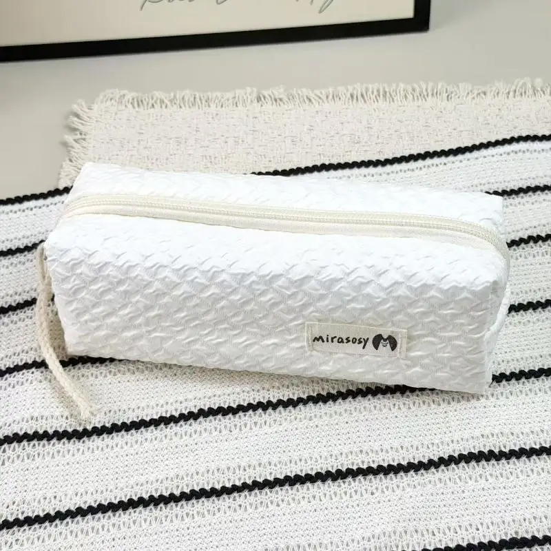 School Organizer Polka Dot Pencil Case Canvas Pencil Pouch Handheld Multifunctional Pencil Bag For Home Students College