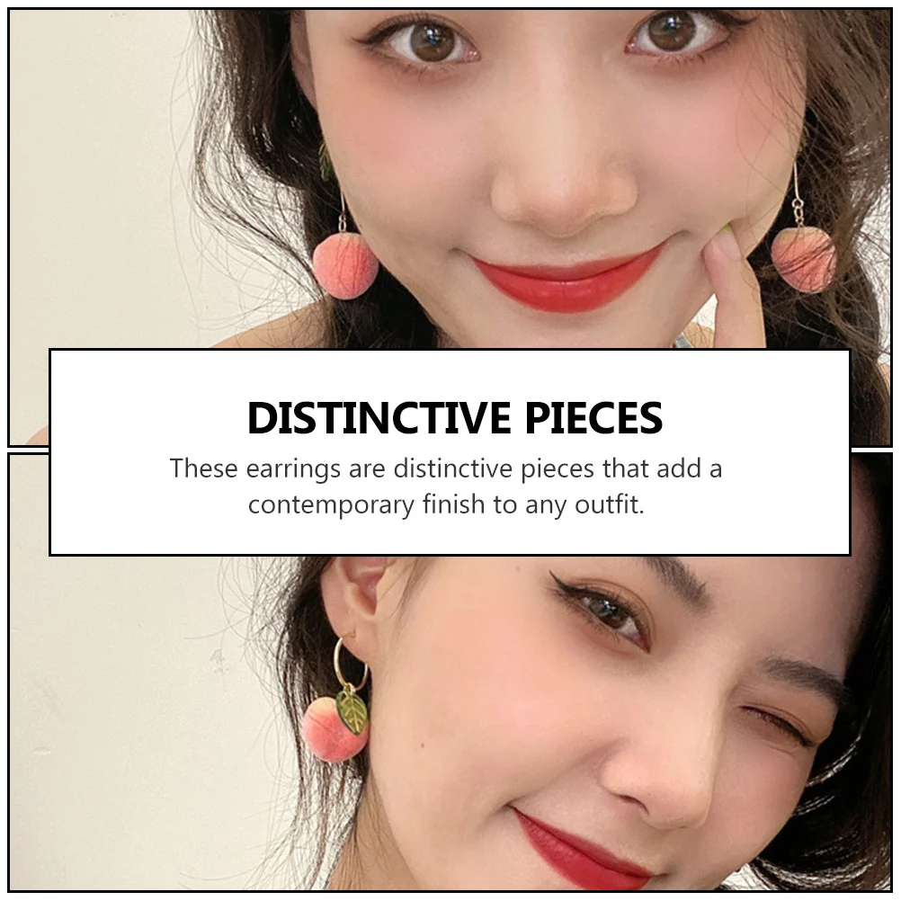 

2 Pairs Peach Shaped Danglers Earrings For Women Vintage Chic Fruit Theme Jewelry Stylish Ear Pendants Trendy Ear Accessories