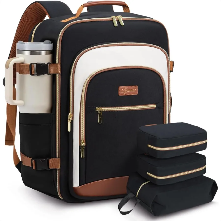 

40L Travel Backpack for Women Carry On Bag Flight Appd Waterproof Backpacks with 3 Packing Cubes Weekender Personal Item Backpa