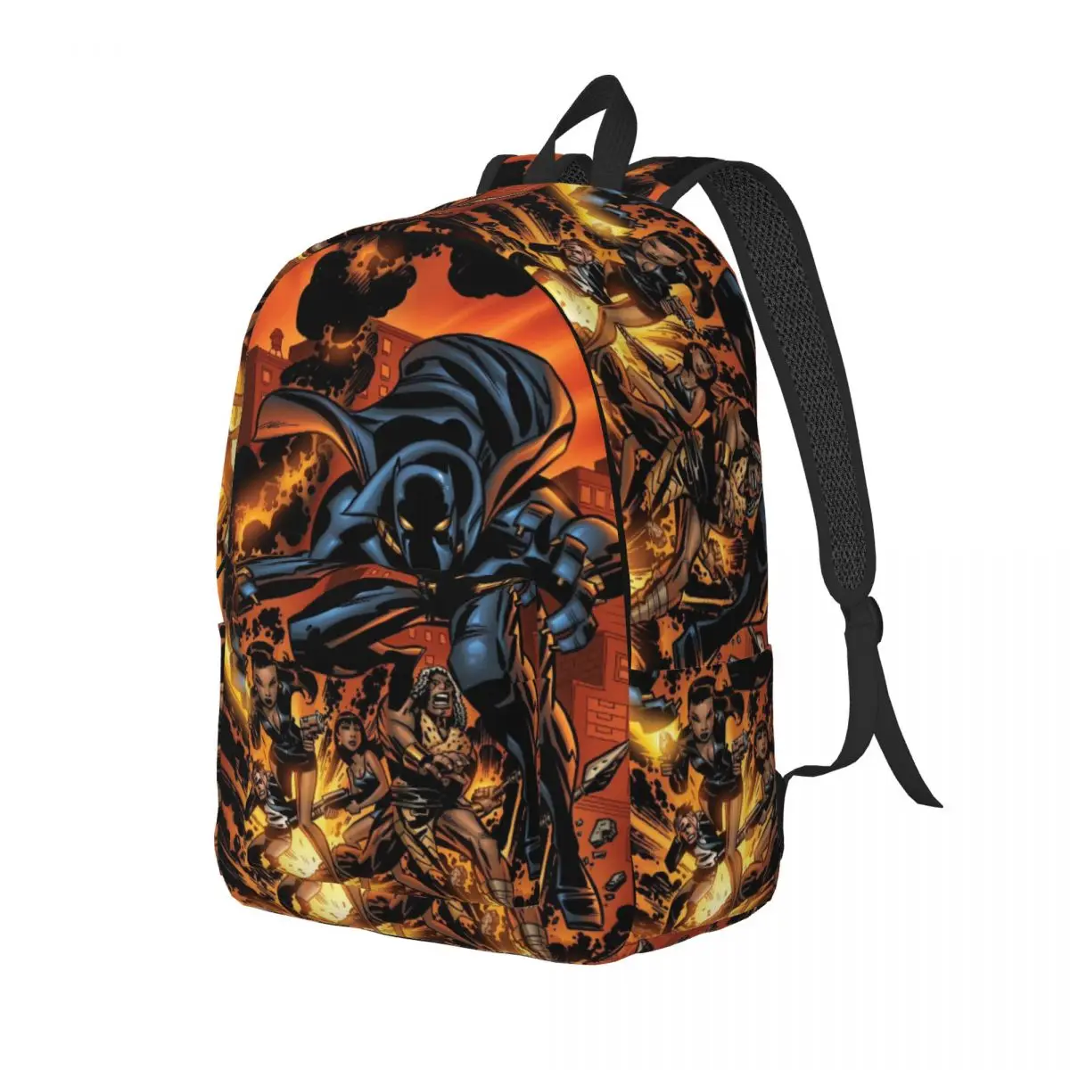 Custom The Black Panther Comic Wallpaper Canvas Backpack for Men Women Waterproof College School Bag Printing Bookbags