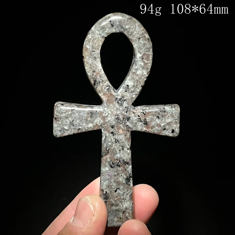 Natural Healing Flame Stone Anka Cross Egyptian Ankh Life Symbol Hand Carving Craft Orgone Used for Meditation Stone