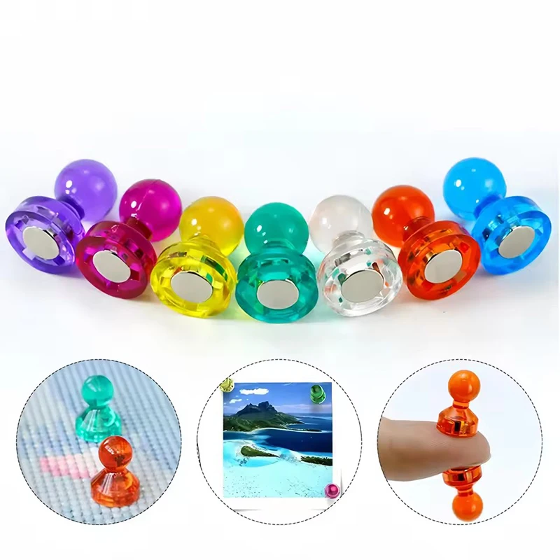 100 Pcs Colorful Strong Neodymium Fridge Magnets Pushpin Thumbtack Whiteboard Refrigerator Sticker Office Magnetic Push Pins