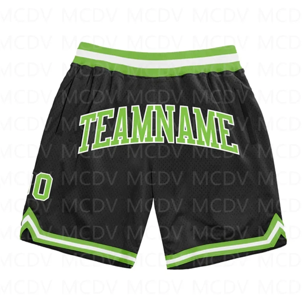 Custom Black -Red Authentic Throwback Basketball Shorts 3D All Over Printed Men's Shorts Quick Drying Beach Shorts