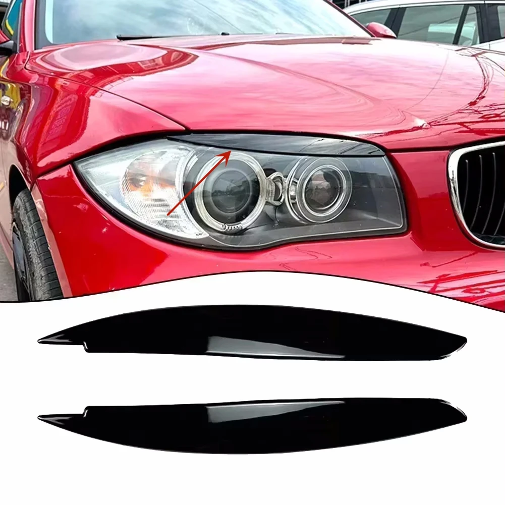 

Car Headlamp Evil Eyelids Trim For BMW 1 Series E81 E82 E87 E88 2004-2013 Glossy Black Headlight Covers Eyebrows