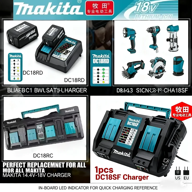 

100% Original Makita DC18RC Fast Charger 3A 18V/14.4V Fit BL1830 BL1820 BL1415 BL1440 Li-ion Battery Power Tool Accessory