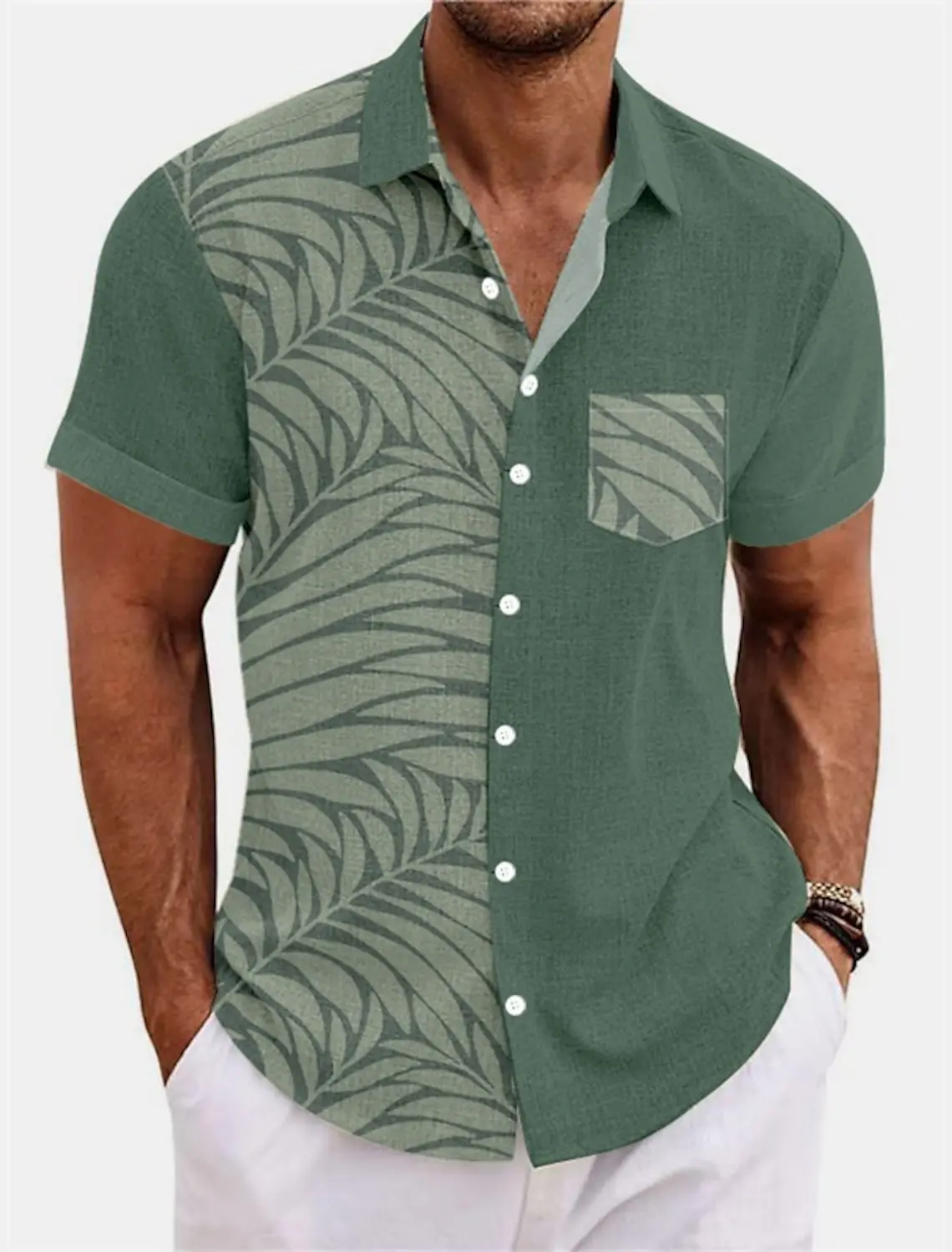 Chemise hawaïenne à manches courtes pour homme, haut à boutons ouverts, motif de cuir chevelu de palmier imprimé, décontracté, plage, nouveau style, 2023