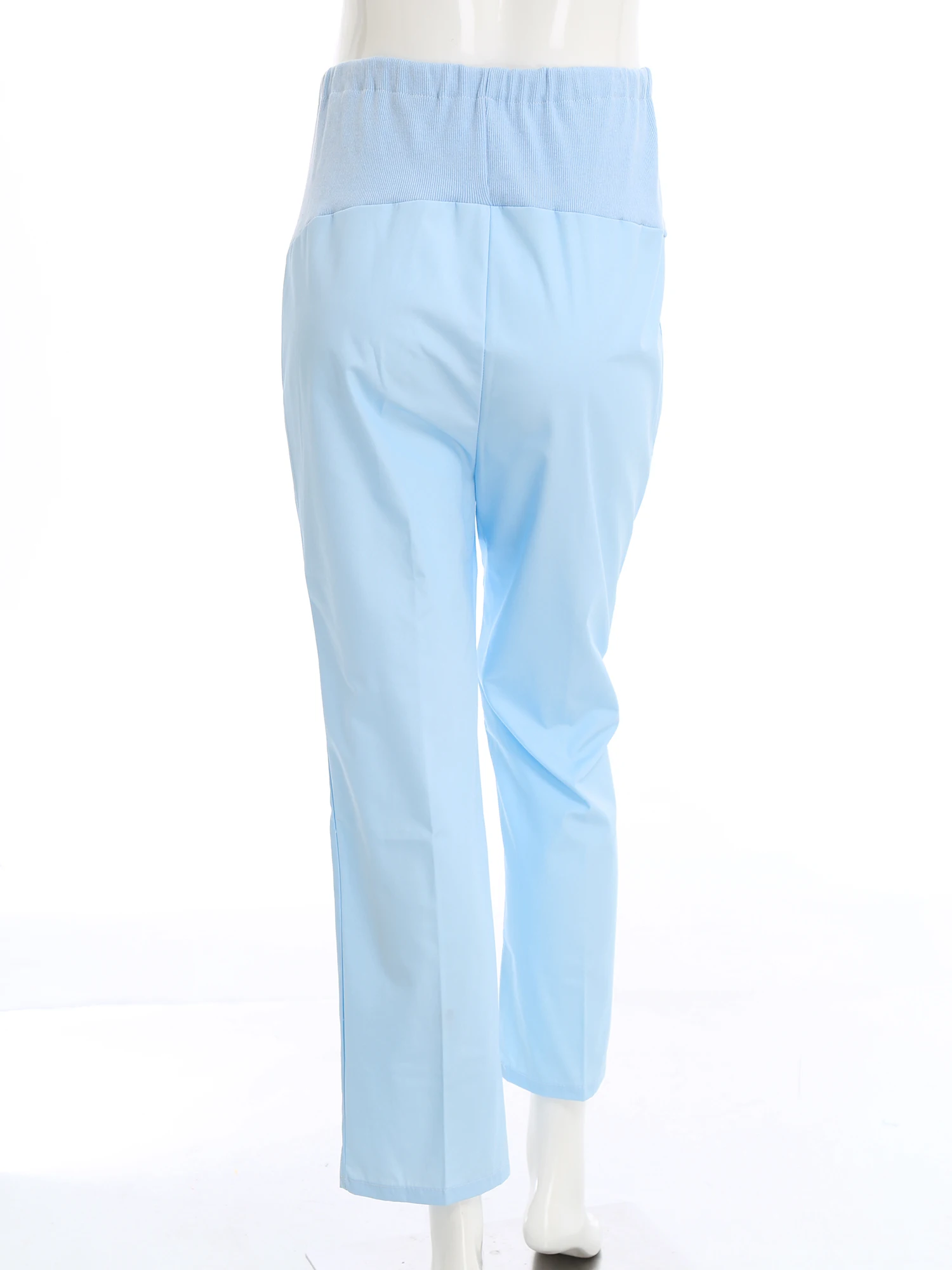 출산 간호사 바지 솔리드 컬러 조절 가능한 탄성 허리띠 포켓이있는 편안한 배꼽 지원 바지 임신 여성 의류