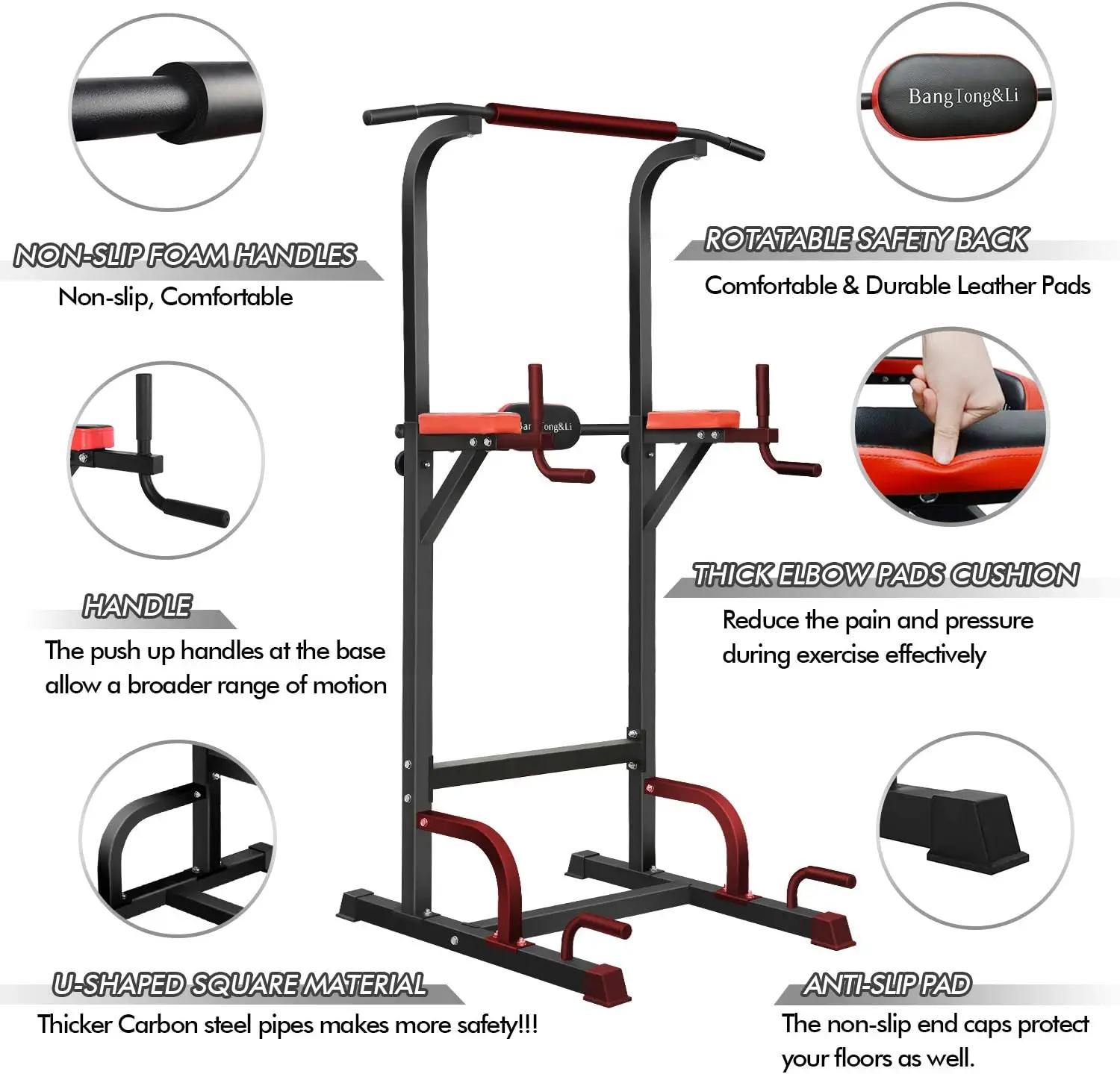 Power Tower, Pull Up Bar Dip Station/Stand for Home Gym Strength Training Workout Equipment