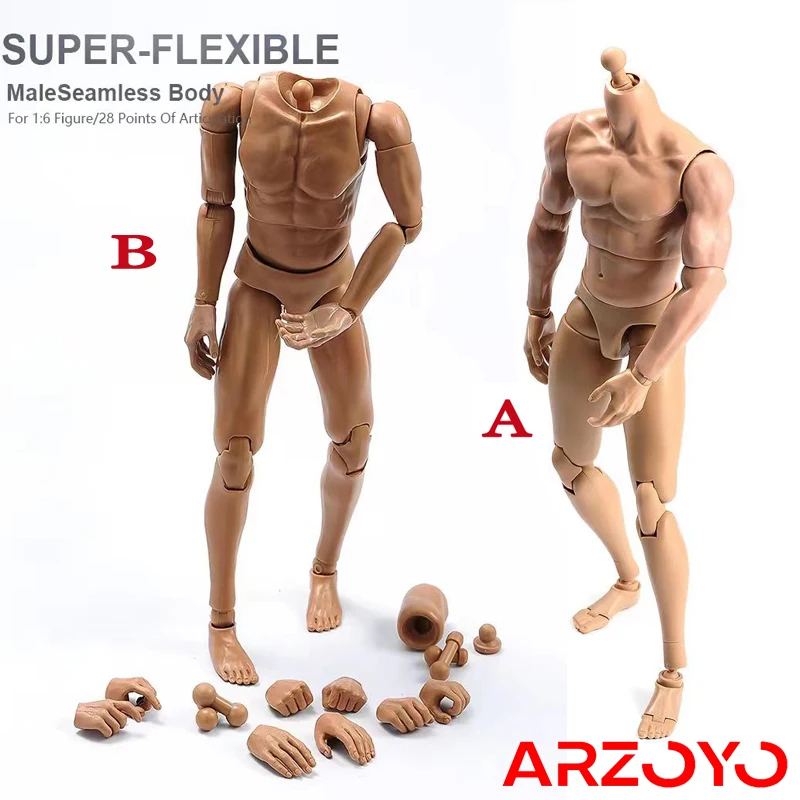 

In Stock 1:6 Scale Flexible Seamless Jointed-Figure Muscular Male Soldier Body Action Figures for 12inch Figure Head Toys
