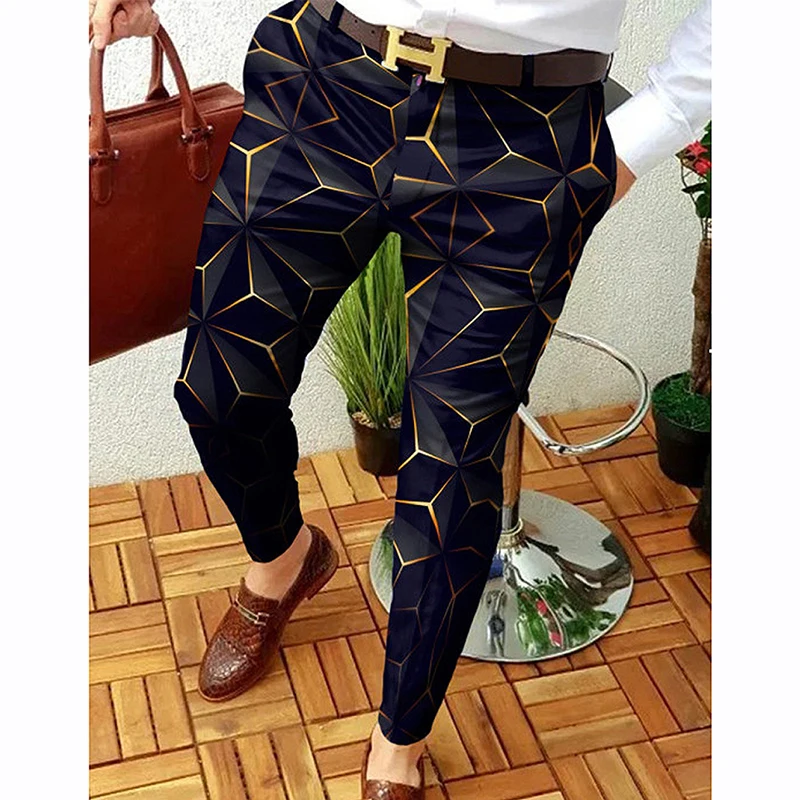 Casual Plaid pants men Pencil Pant Spring Autumn Print Trousers Mid Waist Jogger Men\'s Suit Pants 28 Colors Fashion Streetwear