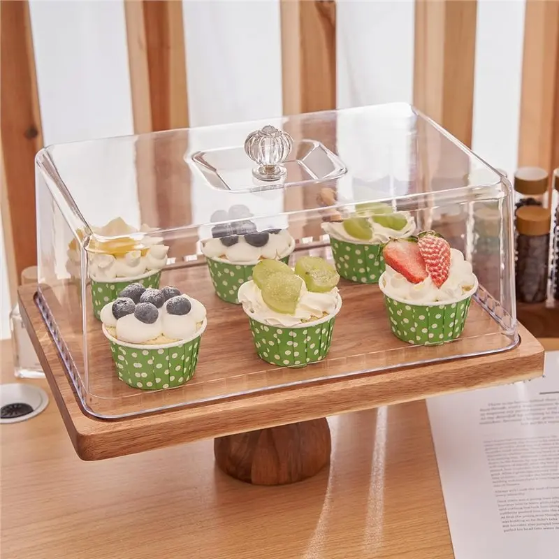 SHGO-Multi-Functional 13" Rectangular Cake Stand With Lid, Cake Holder,2-In-1 Dessert Table Display Set, Charcuterie Board view 2