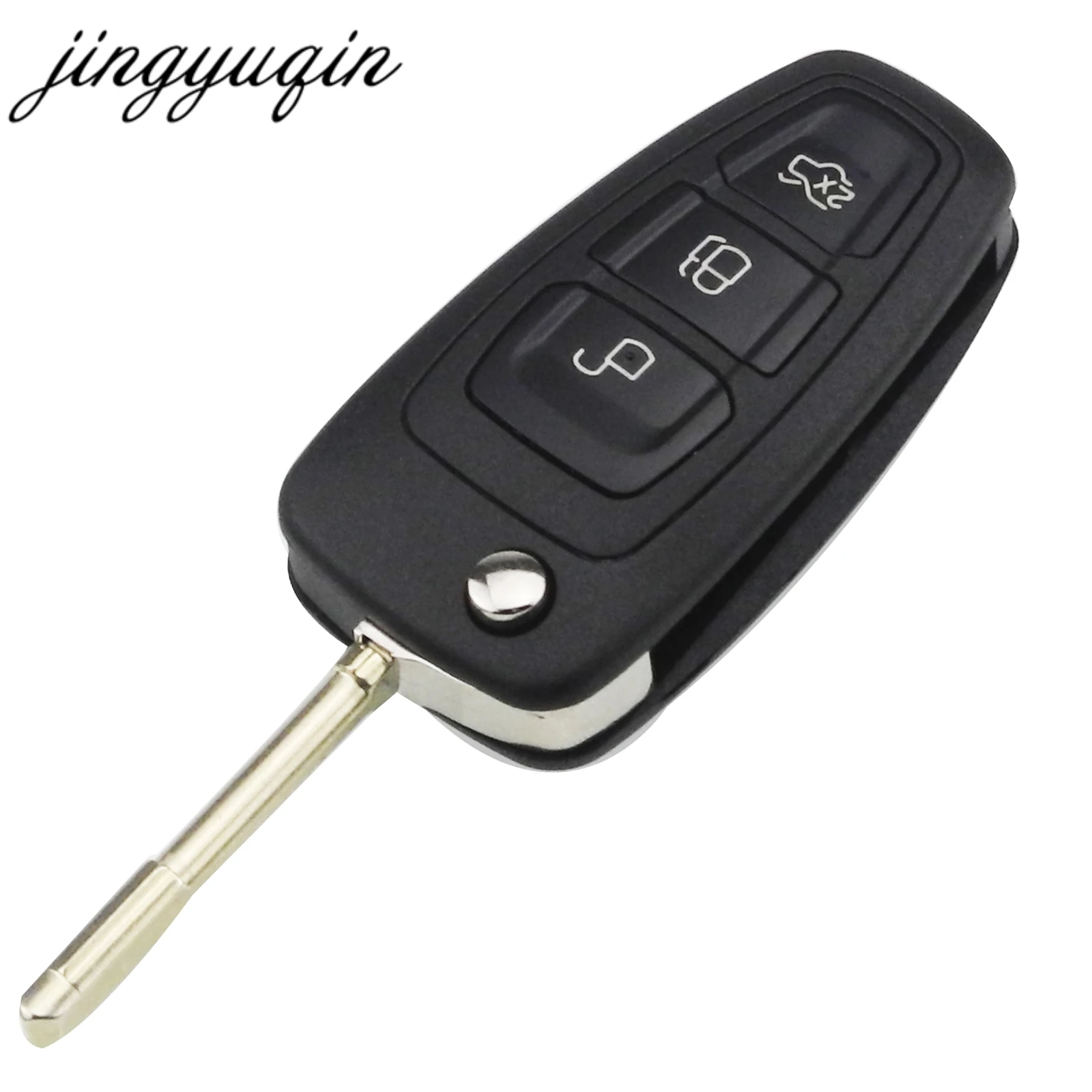 Jingyuqin Flip Remote Car Key ASK 4D Chip ID60/63 433Mhz per Ford Focus Mk1 Mondeo Transit Connect 3 pulsanti Fob modificato