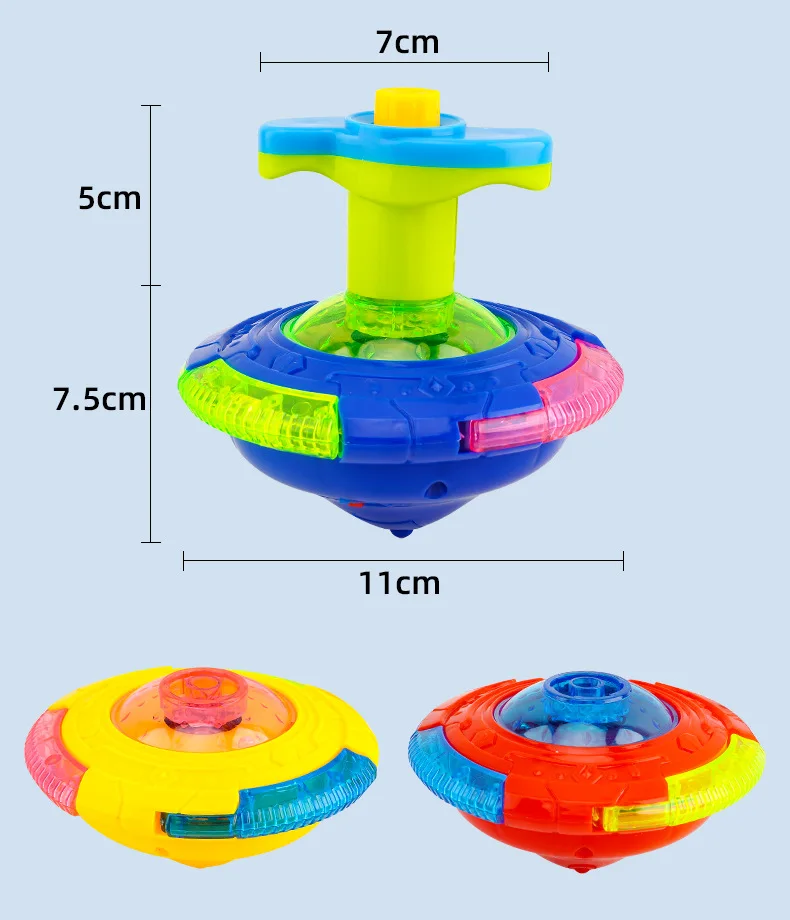UFO Blinkende Flügel Kreisel Kinder Gyro Leuchten Spielzeug Kinder LED Musik Gyroskop Launcher Rotierenden Spielzeug Spaß Geburtstag Party Gefälligkeiten – Detail 3
