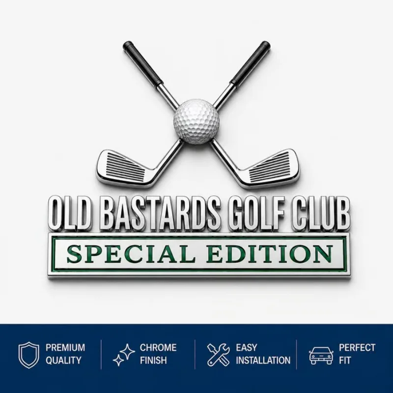 Modified Metal Decorative Stickers OLD BASTARDS GOLF CLUB Golf Adhesive Ornament DIY Self-adhesive Type Any Position