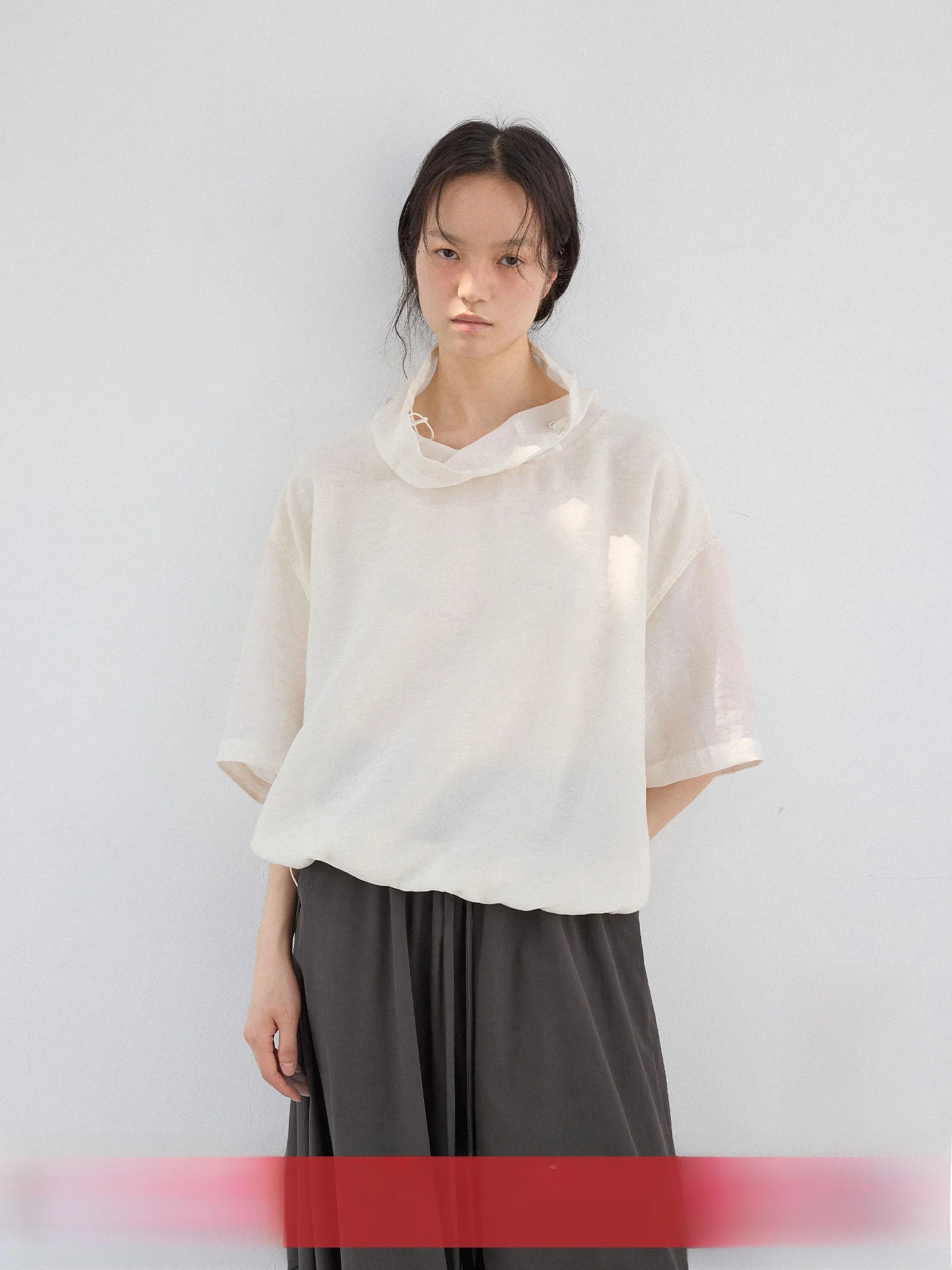 

Легкий женский топ Sonders из льняной смеси с плиссированным воротником, свободного кроя, дышащий, для повседневной носки