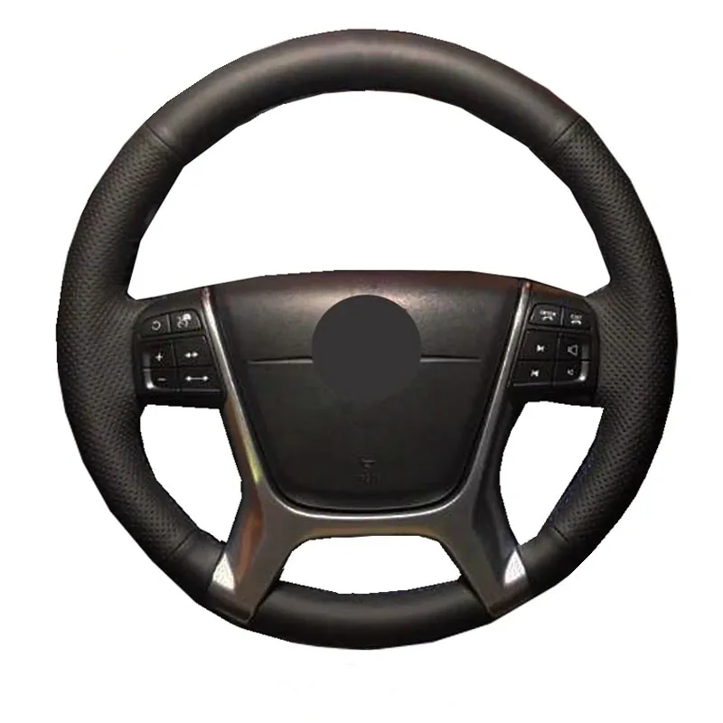 For Volvo S80 2010 XC70 2011 XC60 2010-2013 Hand-Stitched non-slip Off white Genuine Leather car Steering Wheel Cover