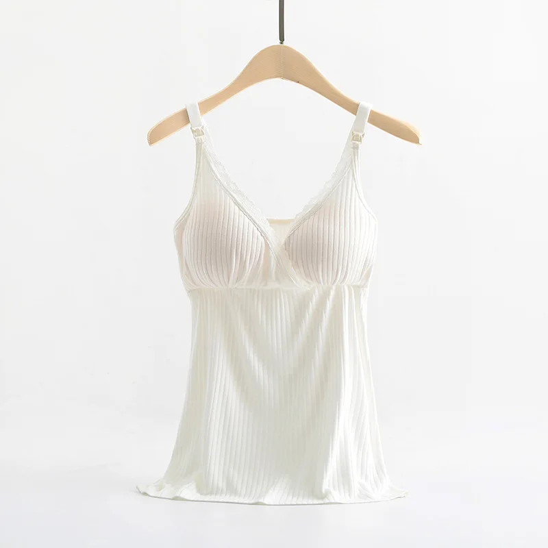 Breastfeeding Straps Cross Comfortable Stretch Home Nursing Clothes No Need To Wear Bras Nursing Clothes Modal with Chest Pads