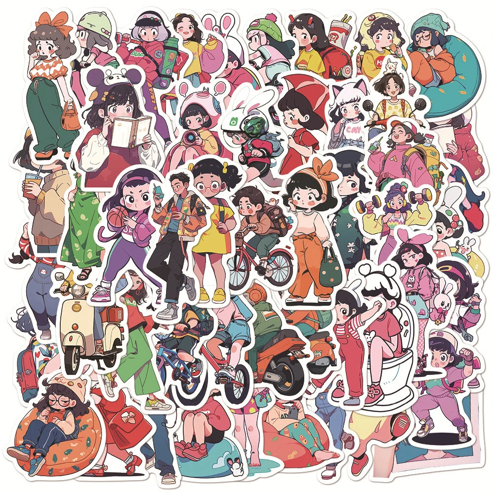 10/30/50 Stück Cartoon Alltagssticker Niedliche Anime-Charaktere Aufkleber für Scrapbook, Handy, Laptop, Kawaii Graffiti-Aufkleber, Spielzeug