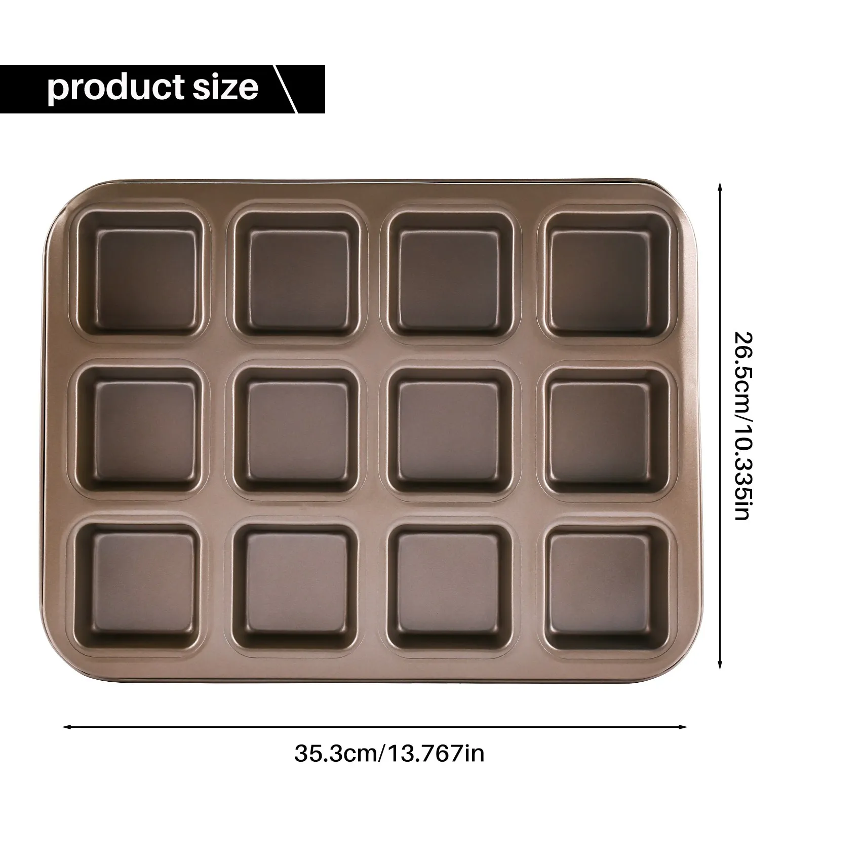 ABNL 12 Cups Square Mini Bread Burger Muffin Cupcake Mold For Household Non-Stick Baking Pan Oven Trays Pastry Tool