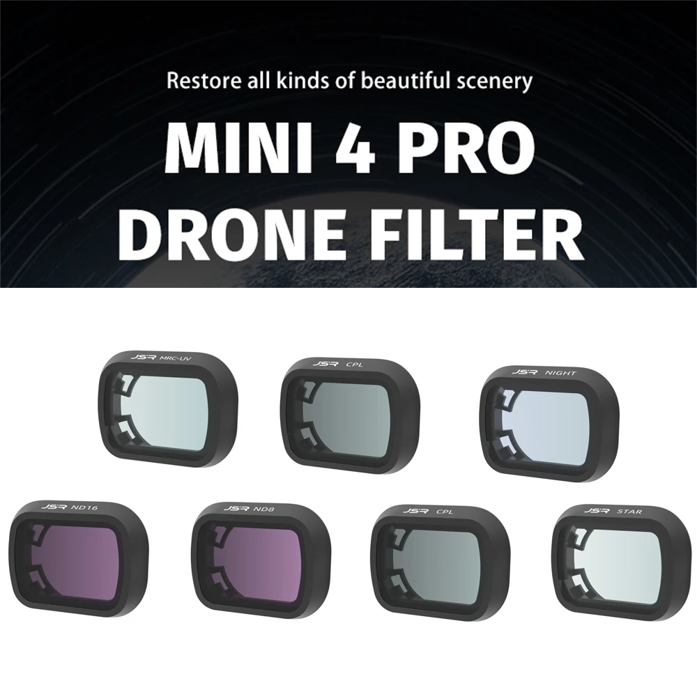 Drone Filter For DJI Mini 4 Pro Lens Protector Kit UV Polar CPL NDPL ND4 ND8 ND16/32 ND1000 ND256 Night Camera Accessories Set