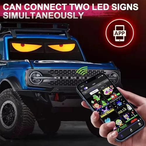 Imagen 2 del producto Pantalla plegable Flexible LED de ojo de diablo para coche, camiones dinámicos, parabrisas, aplicación de animación, Control Bluetooth, Panel LED DIY