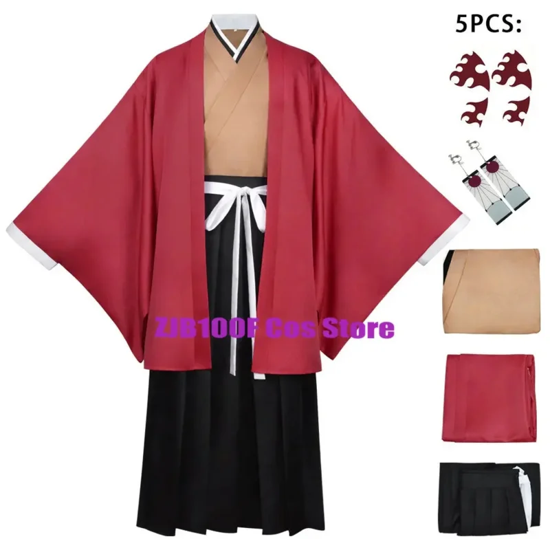 Ss13anime tsugikuni yoriichi cosplay quimono uniforme brincos peruca terno roupa de festa de halloween para mulheres e homens