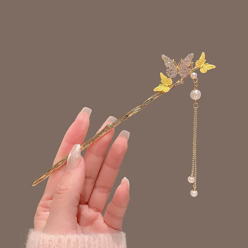Chinese Chopsticks Hair Sticks Forks Brids Flower Designs Pearl Hairpins Side Clips for Women Girls Hair Bun Maker Jewelry