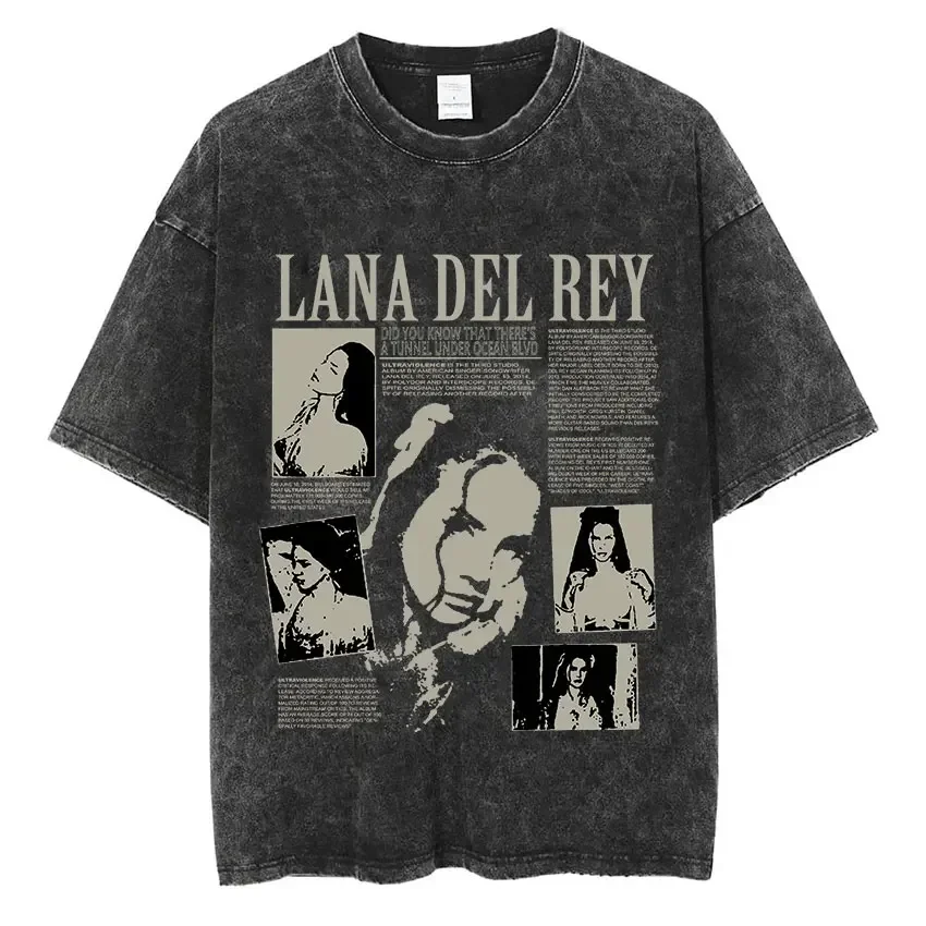 Lana Del Rey Ldr Sailing Vintage Wash T Shirt Męska koszulka z krótkim rękawem w stylu retro Mężczyźni Kobiety Hip Hop Oversized tees Streetwear